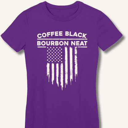 Coffee Black Bourbon Neat Fitted T-Shirt - Sip & Shirt