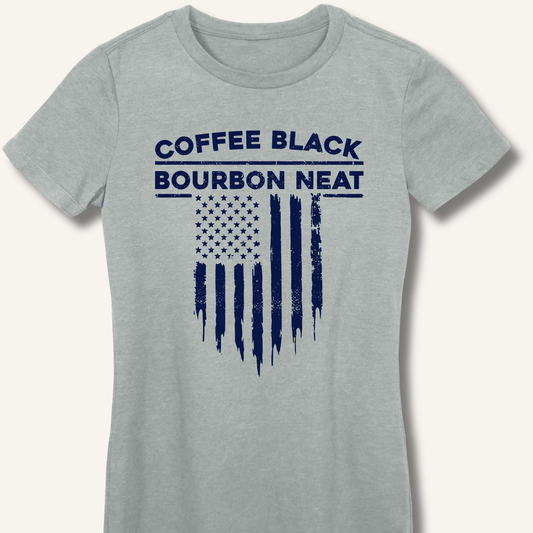 Coffee Black Bourbon Neat Fitted T-Shirt - Sip & Shirt