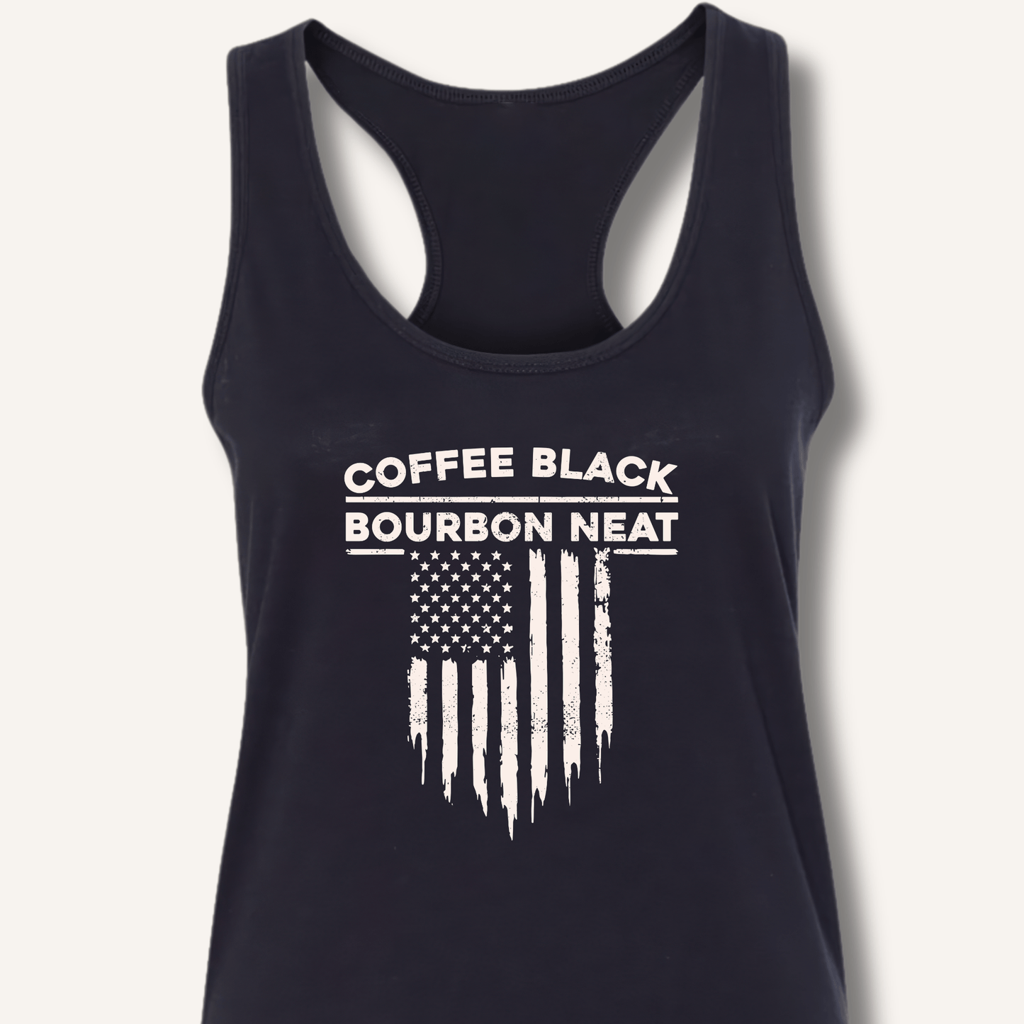 Coffee Black Bourbon Neat Racerback Tank - Sip & Shirt