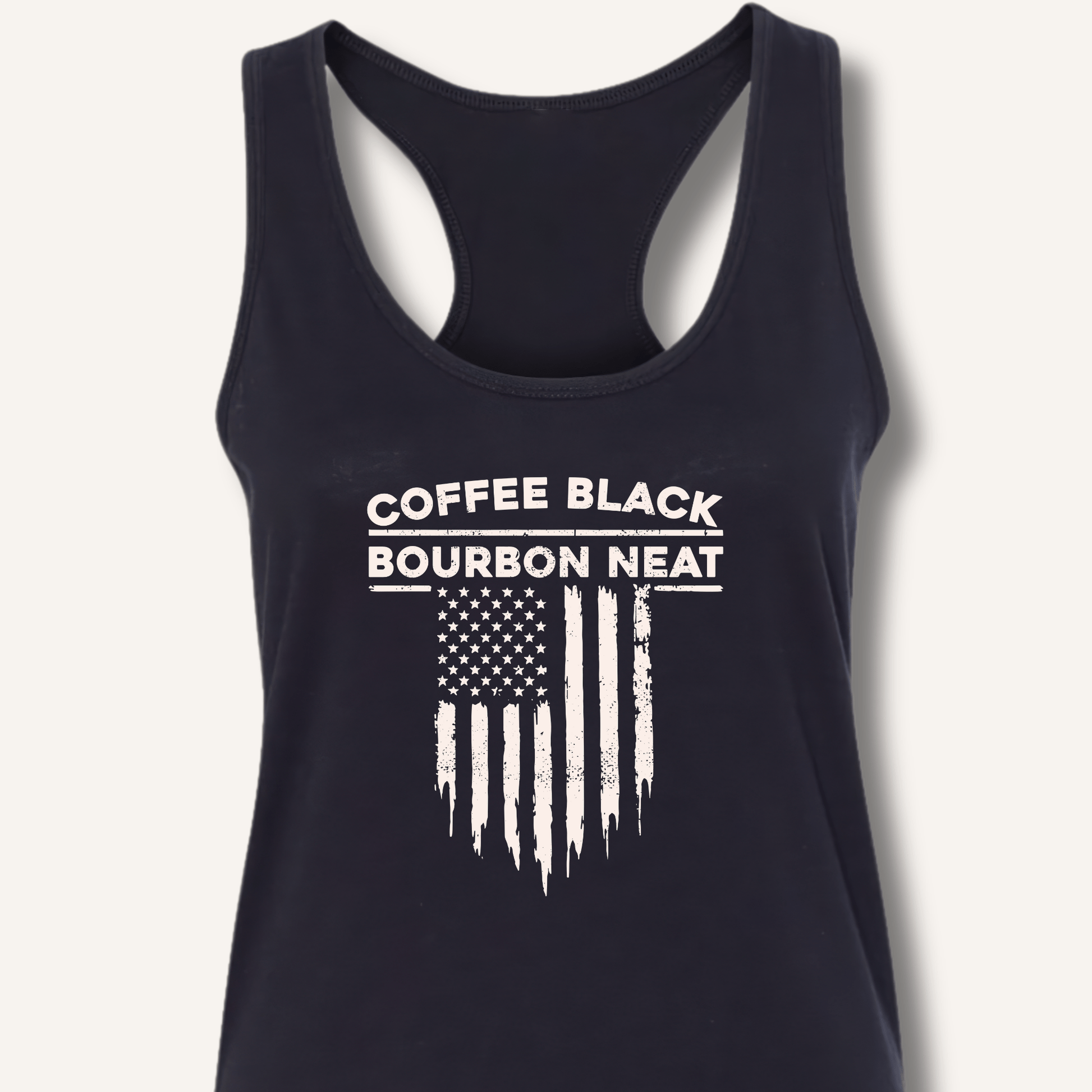 Coffee Black Bourbon Neat Racerback Tank - Sip & Shirt