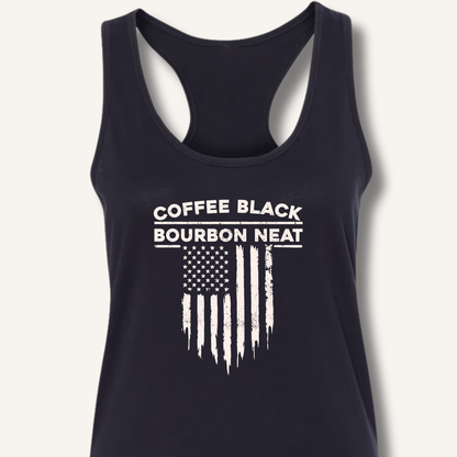 Coffee Black Bourbon Neat Racerback Tank - Sip & Shirt