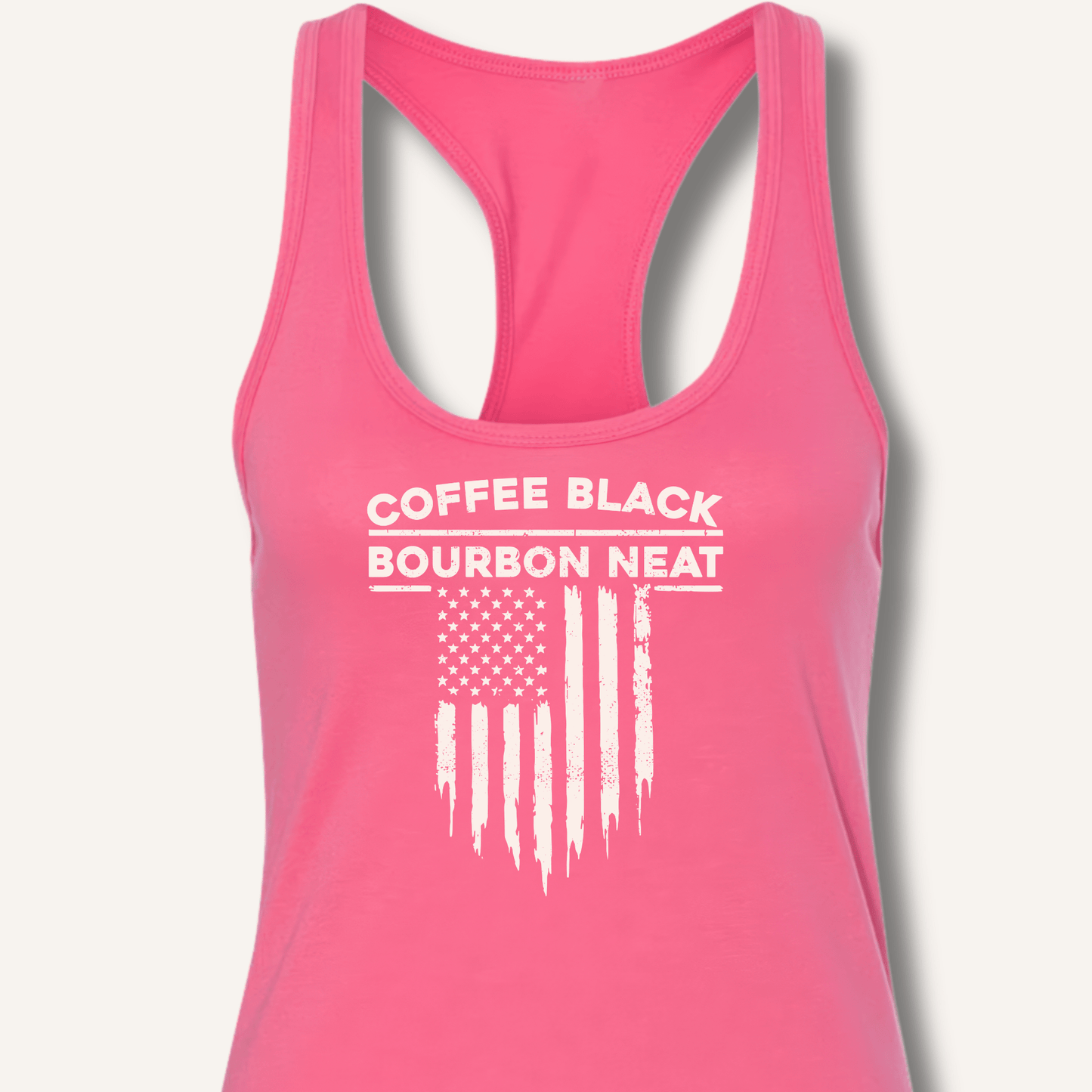 Coffee Black Bourbon Neat Racerback Tank - Sip & Shirt