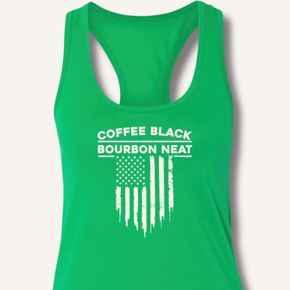 Coffee Black Bourbon Neat Racerback Tank - Sip & Shirt