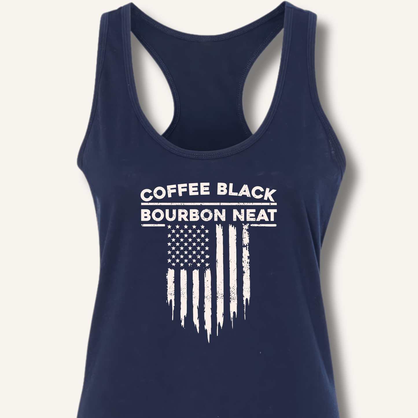 Coffee Black Bourbon Neat Racerback Tank - Sip & Shirt