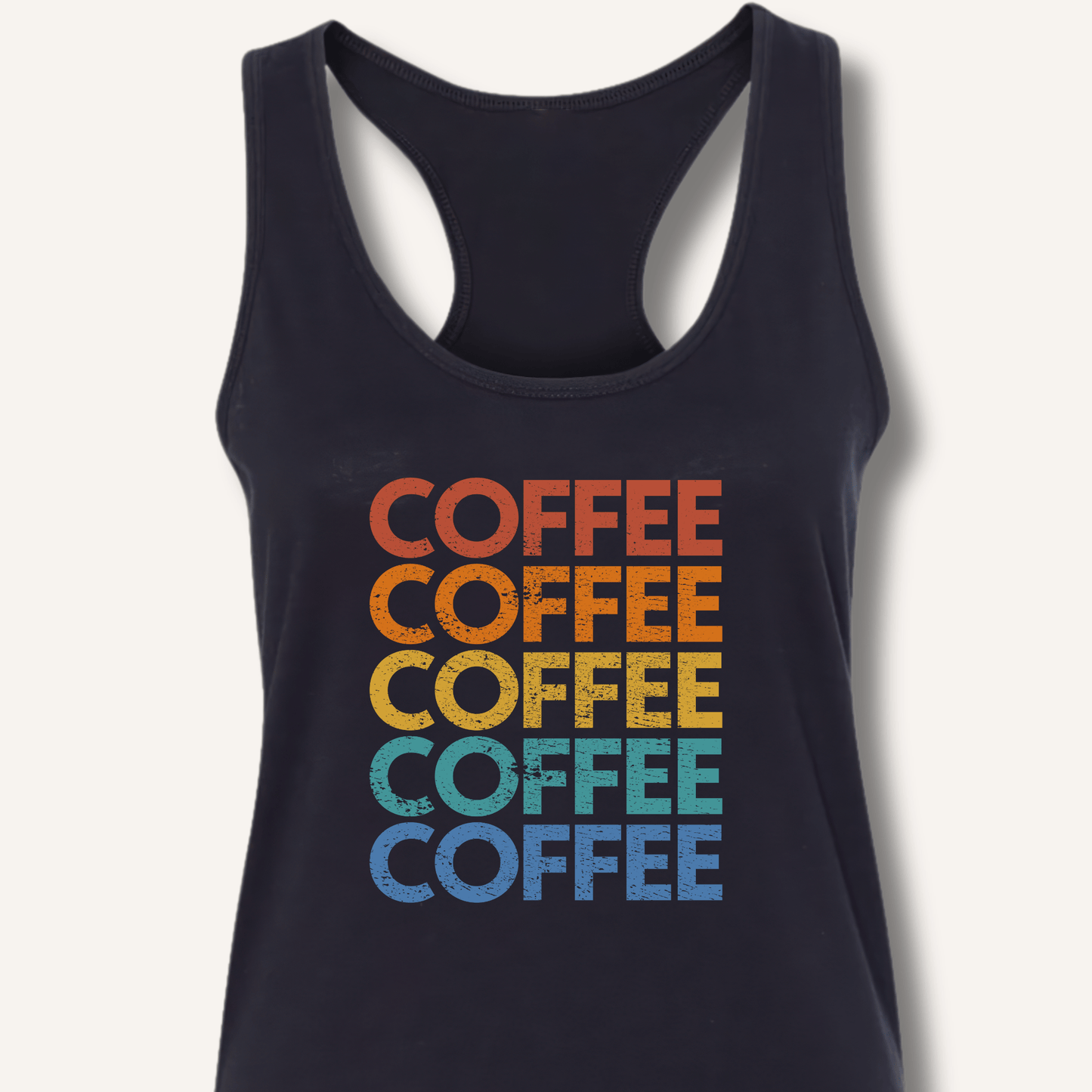 Coffee Vintage Rainbow Racerback Tank - Sip & Shirt