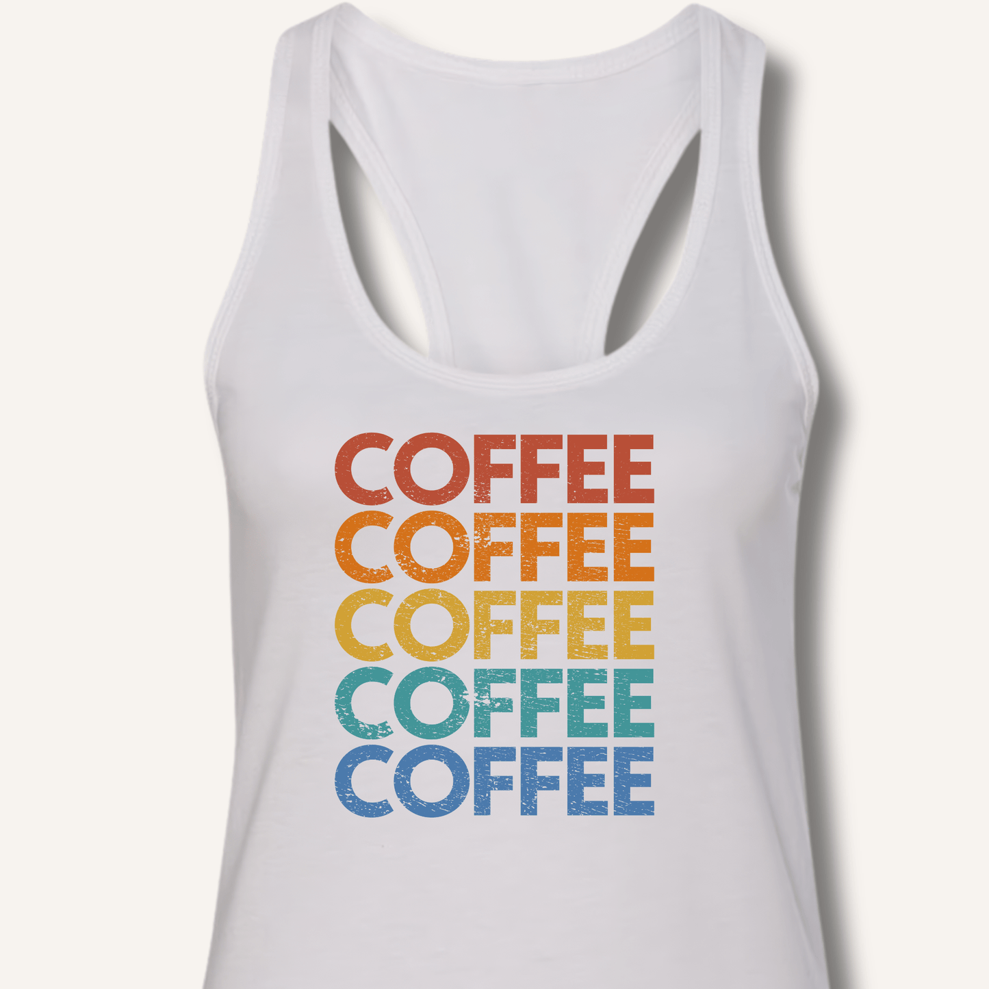 Coffee Vintage Rainbow Racerback Tank - Sip & Shirt