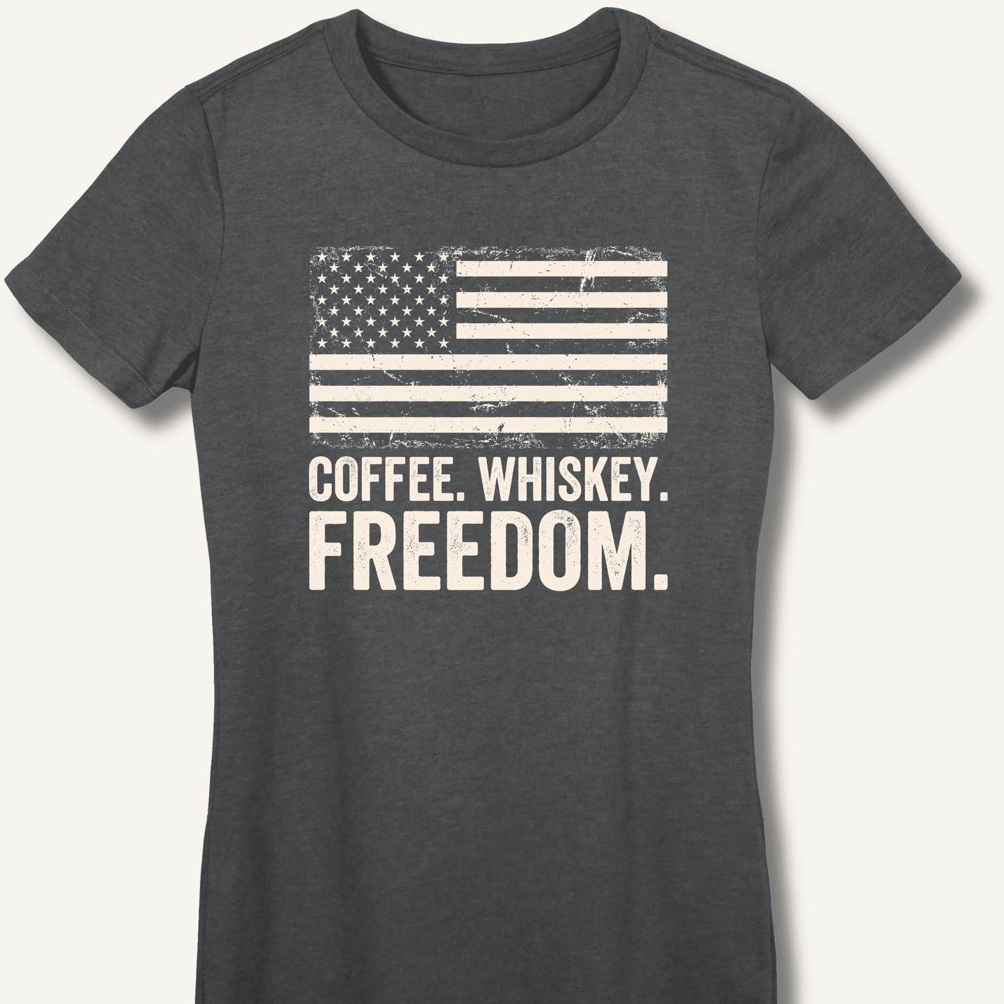 Coffee. Whiskey. Freedom. Fitted T-Shirt - Sip & Shirt