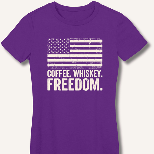 Coffee. Whiskey. Freedom. Fitted T-Shirt - Sip & Shirt