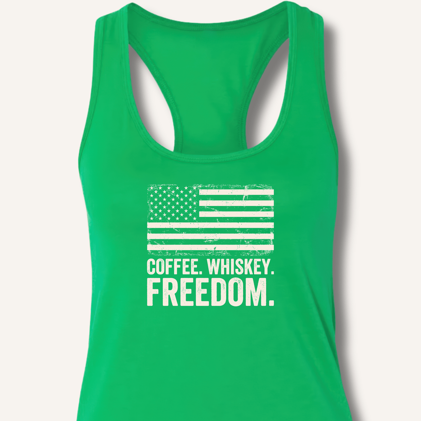 Coffee. Whiskey. Freedom. Racerback Tank - Sip & Shirt