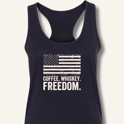 Coffee. Whiskey. Freedom. Racerback Tank - Sip & Shirt