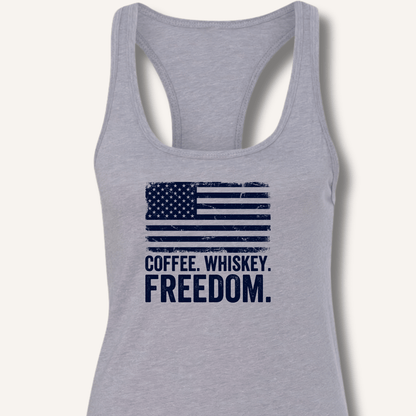 Coffee. Whiskey. Freedom. Racerback Tank - Sip & Shirt