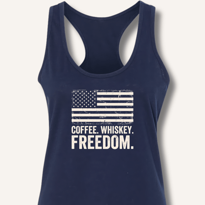 Coffee. Whiskey. Freedom. Racerback Tank - Sip & Shirt