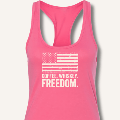 Coffee. Whiskey. Freedom. Racerback Tank - Sip & Shirt