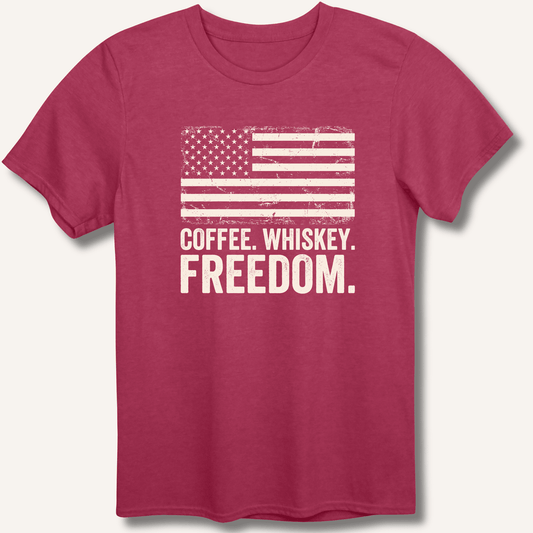 Coffee. Whiskey. Freedom. T-Shirt - Sip & Shirt