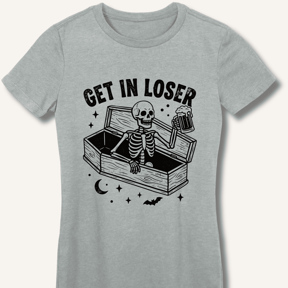 Coffin Get In Loser Women's Fitted T-Shirt - Sip & Shirt