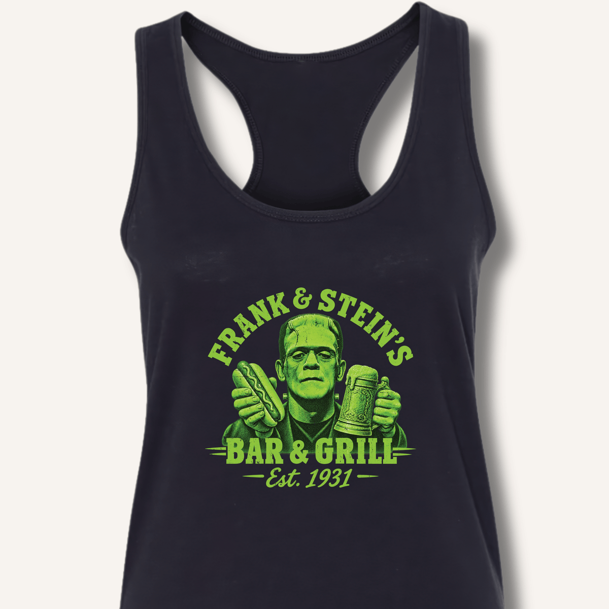 Frank & Stein's Bar & Grill T-Shirt Racerback Tank - Sip & Shirt
