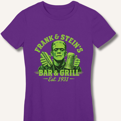 Frank & Stein's Bar & Grill T-Shirt Women's Fitted T-Shirt - Sip & Shirt