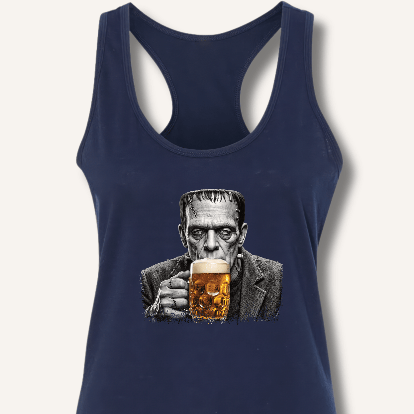 Frankenstein Drinking Beer Racerback Tank - Sip & Shirt