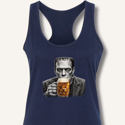 Frankenstein Drinking Beer Racerback Tank - Sip & Shirt