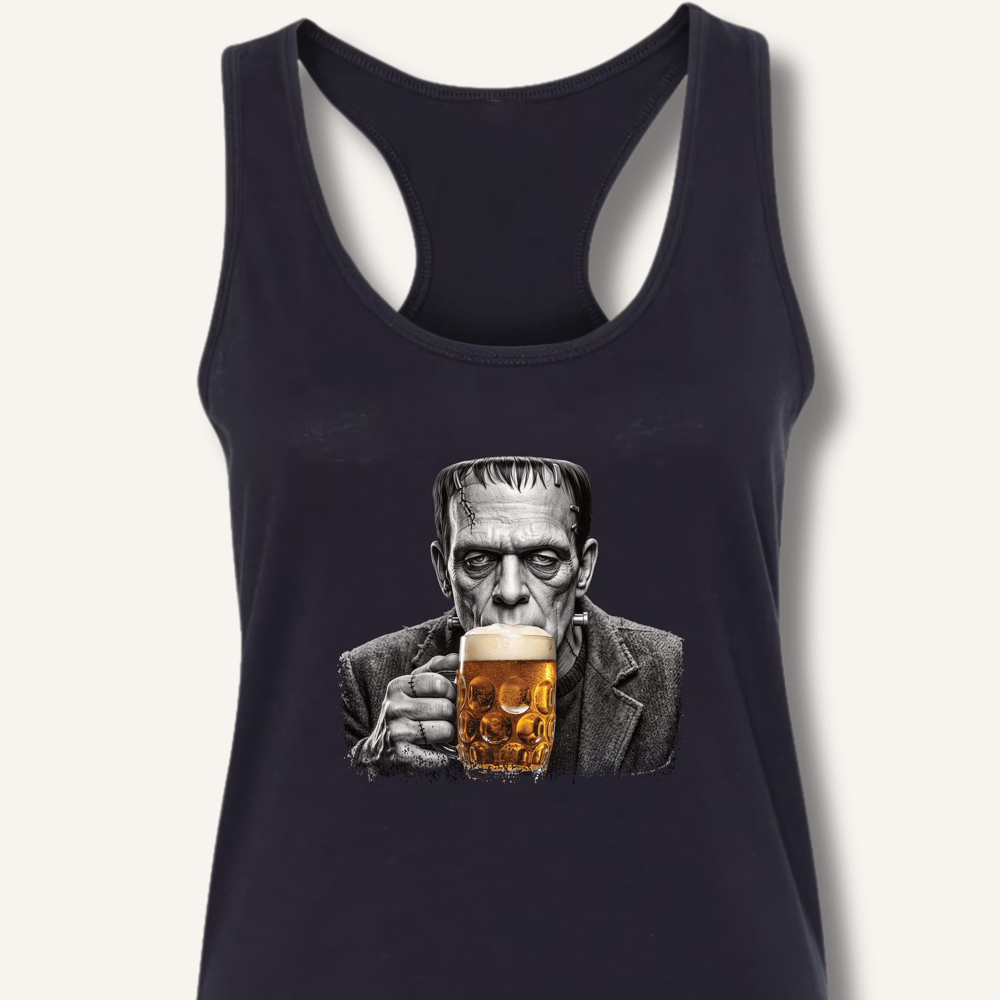 Frankenstein Drinking Beer Racerback Tank - Sip & Shirt