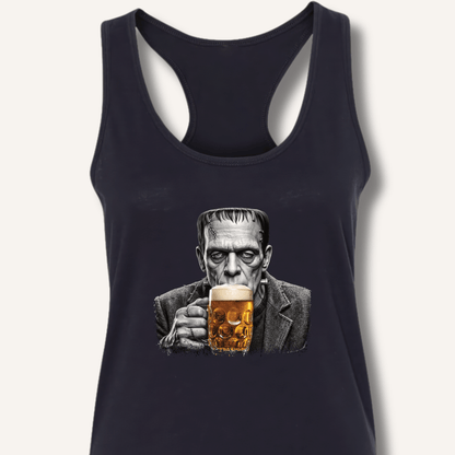 Frankenstein Drinking Beer Racerback Tank - Sip & Shirt