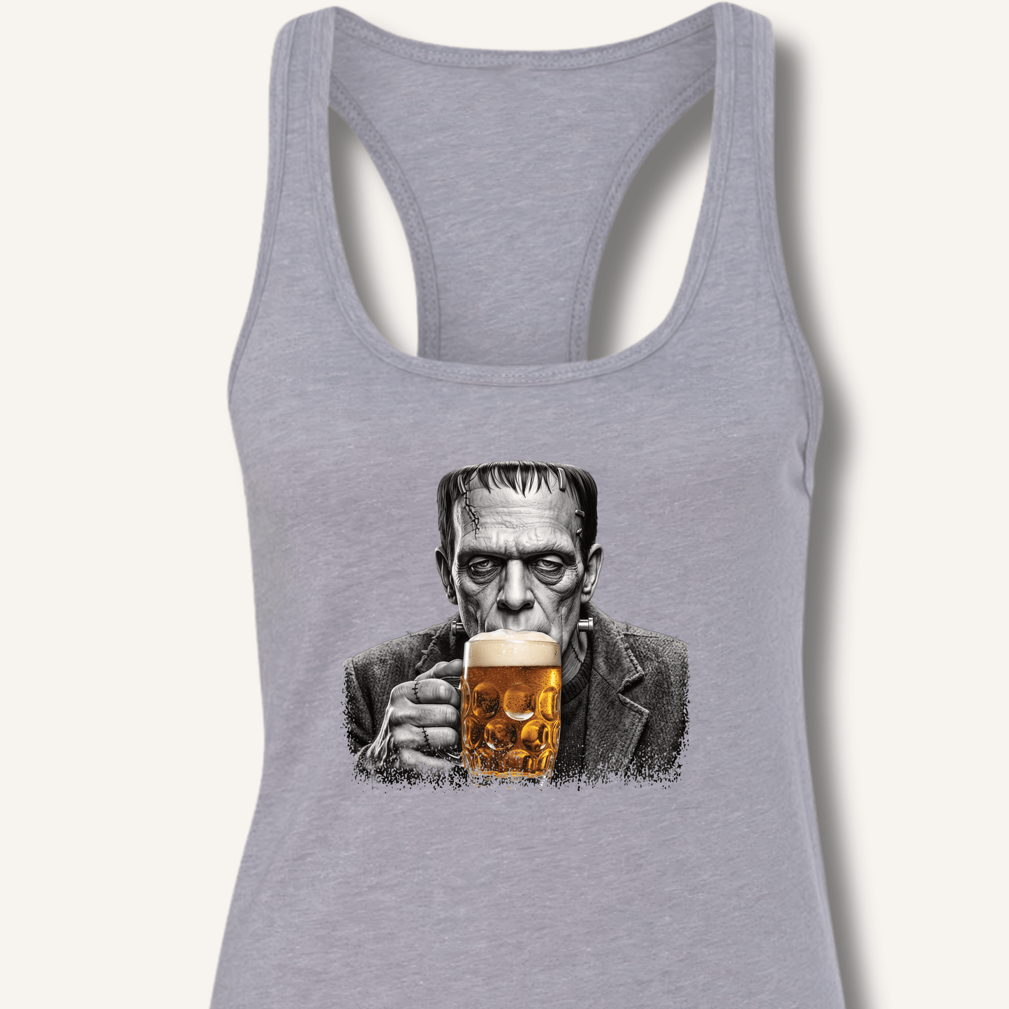 Frankenstein Drinking Beer Racerback Tank - Sip & Shirt