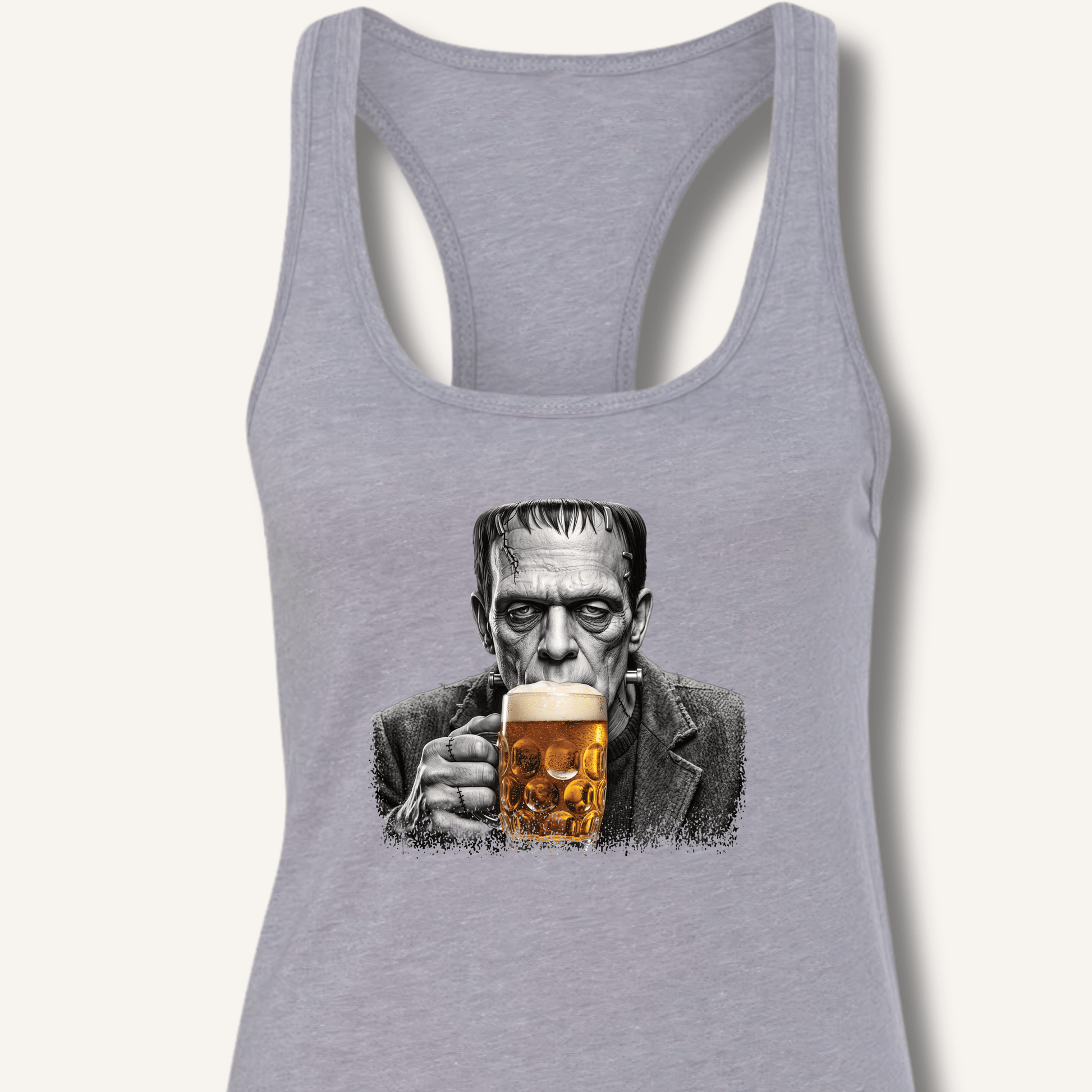 Frankenstein Drinking Beer Racerback Tank - Sip & Shirt