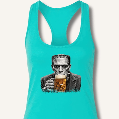 Frankenstein Drinking Beer Racerback Tank - Sip & Shirt