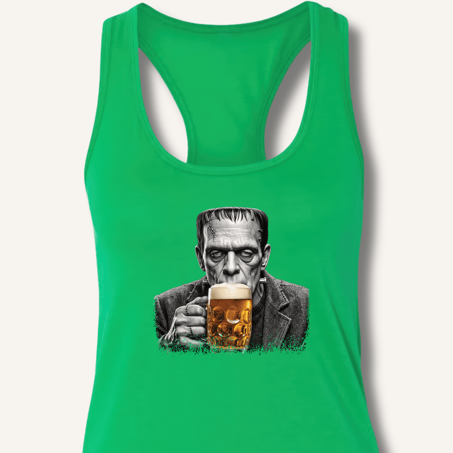 Frankenstein Drinking Beer Racerback Tank - Sip & Shirt