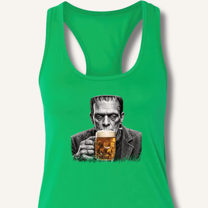 Frankenstein Drinking Beer Racerback Tank - Sip & Shirt
