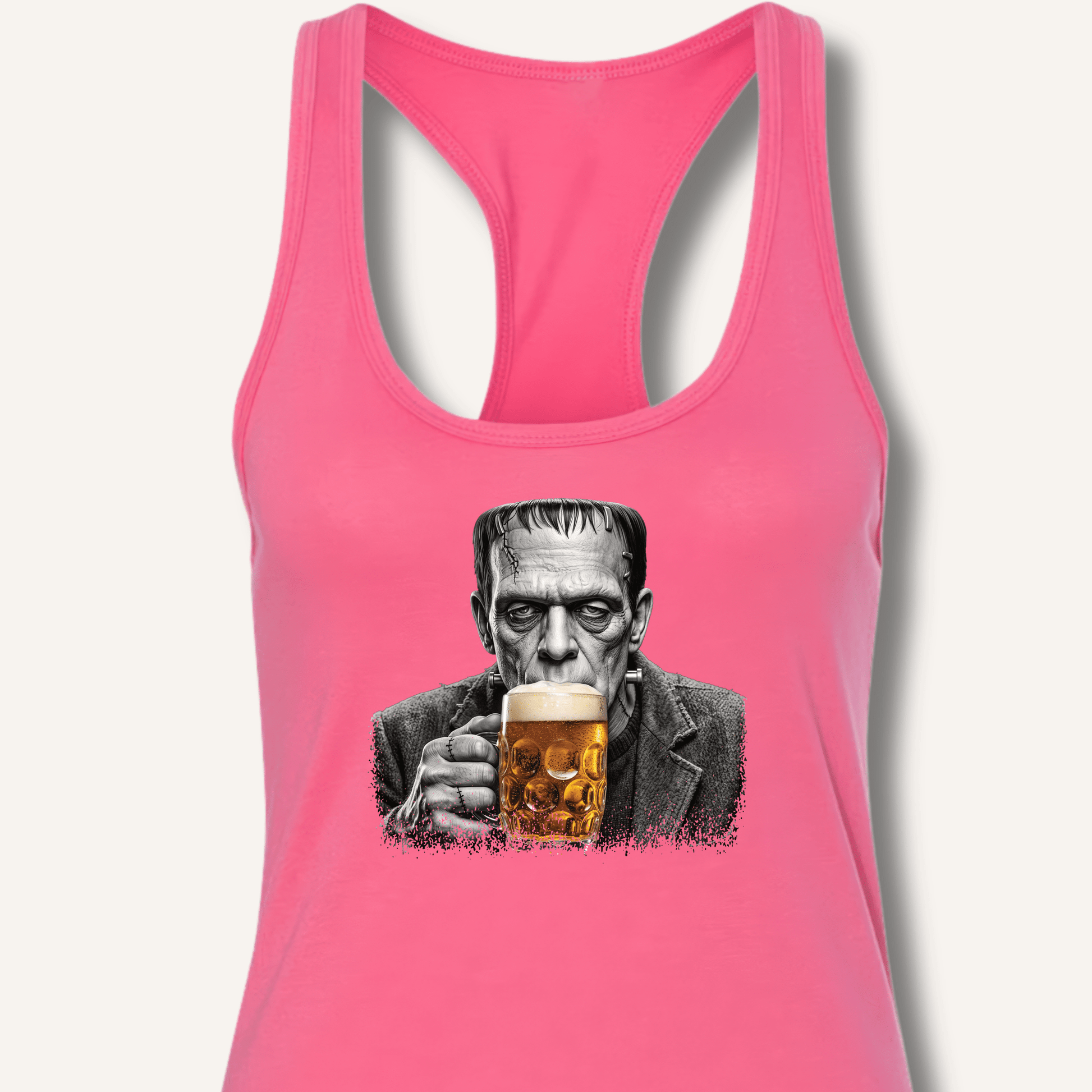 Frankenstein Drinking Beer Racerback Tank - Sip & Shirt