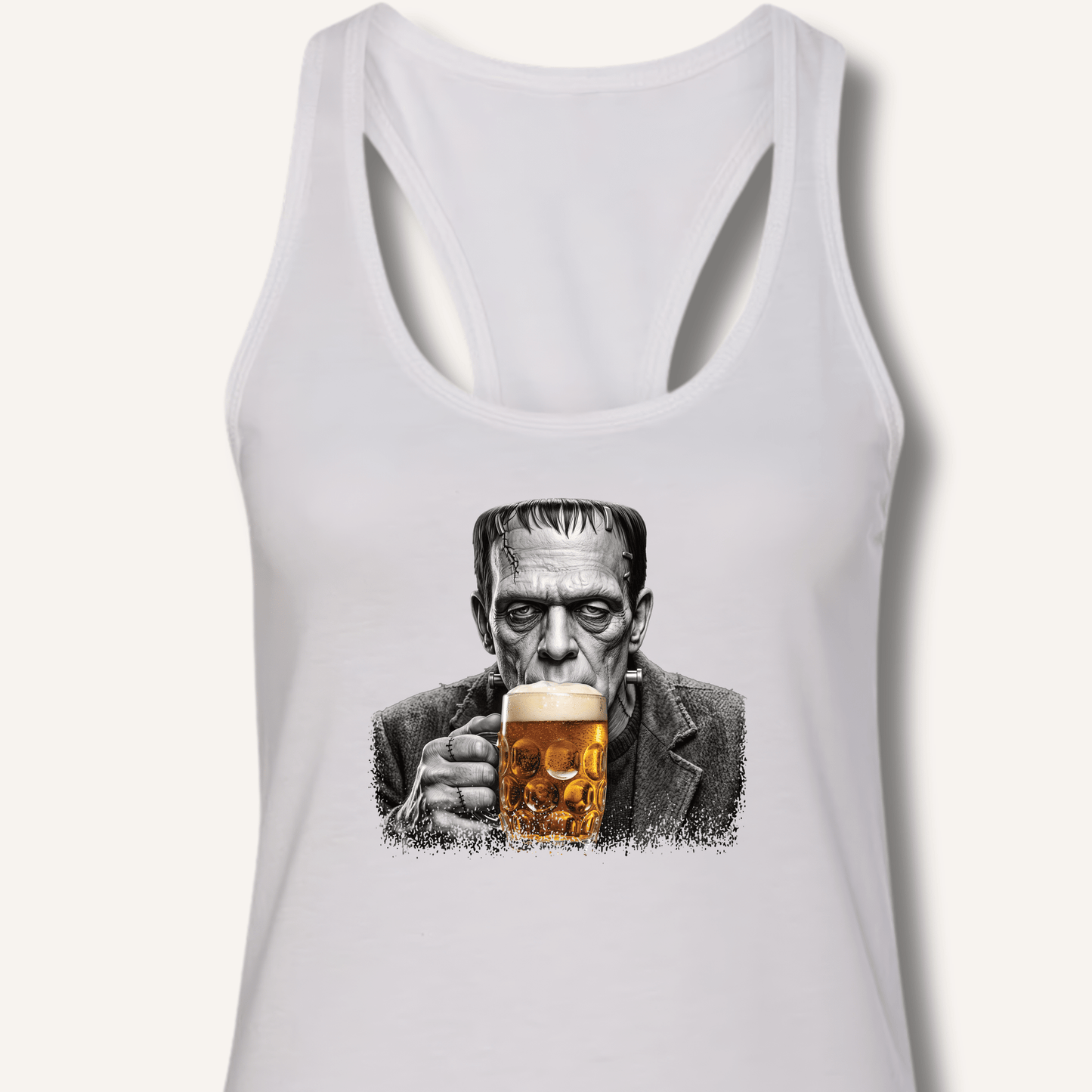 Frankenstein Drinking Beer Racerback Tank - Sip & Shirt