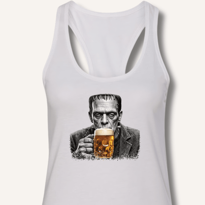 Frankenstein Drinking Beer Racerback Tank - Sip & Shirt