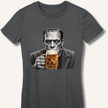 Frankenstein Drinking Beer Women's Fitted T-Shirt - Sip & Shirt