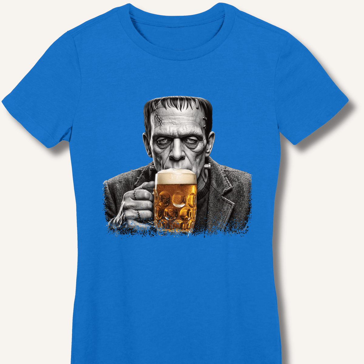 Frankenstein Drinking Beer Women's Fitted T-Shirt - Sip & Shirt