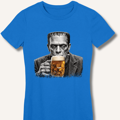 Frankenstein Drinking Beer Women's Fitted T-Shirt - Sip & Shirt