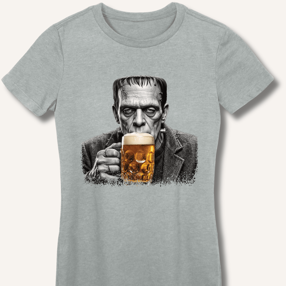 Frankenstein Drinking Beer Women's Fitted T-Shirt - Sip & Shirt