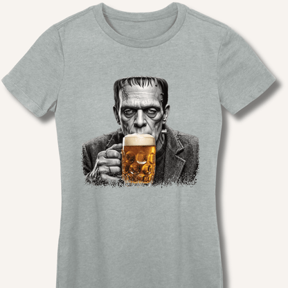 Frankenstein Drinking Beer Women's Fitted T-Shirt - Sip & Shirt