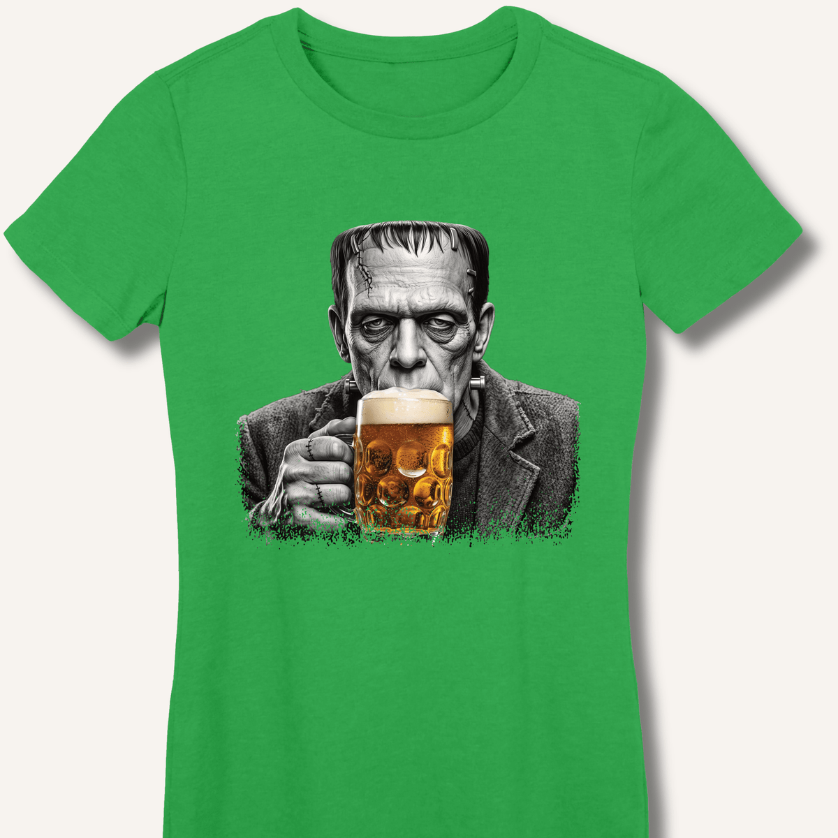 Frankenstein Drinking Beer Women's Fitted T-Shirt - Sip & Shirt