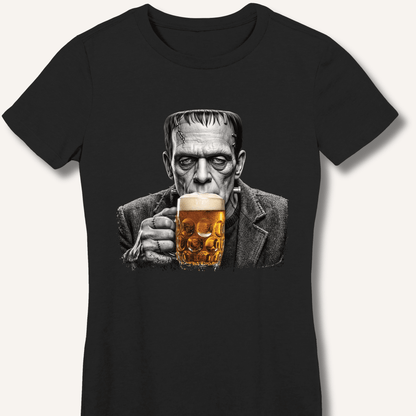 Frankenstein Drinking Beer Women's Fitted T-Shirt - Sip & Shirt