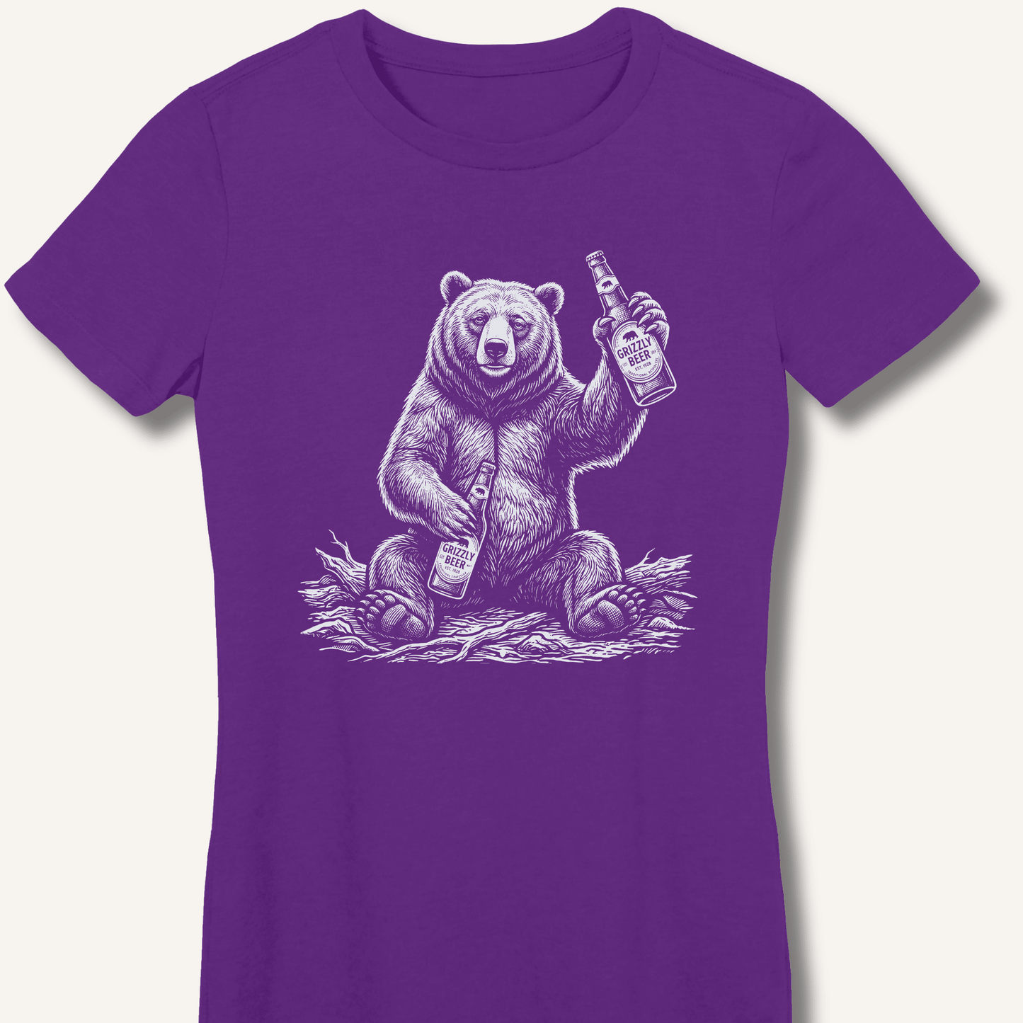 Grizzly Beer T-Shirt Fitted T-Shirt - Sip & Shirt