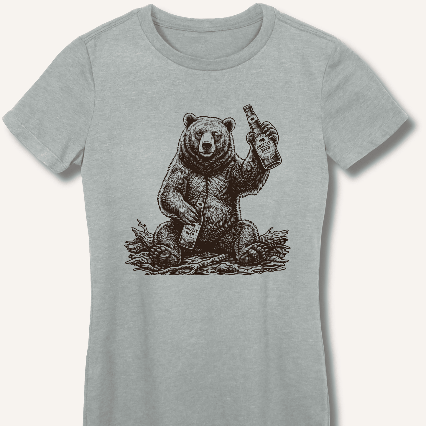 Grizzly Beer T-Shirt Fitted T-Shirt - Sip & Shirt