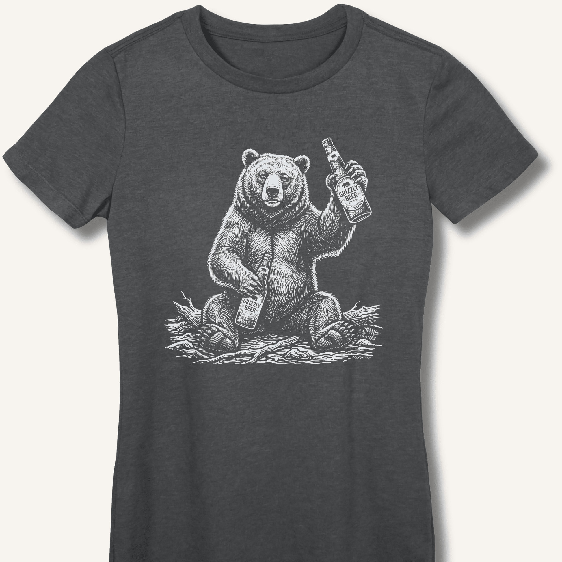 Grizzly Beer T-Shirt Fitted T-Shirt - Sip & Shirt