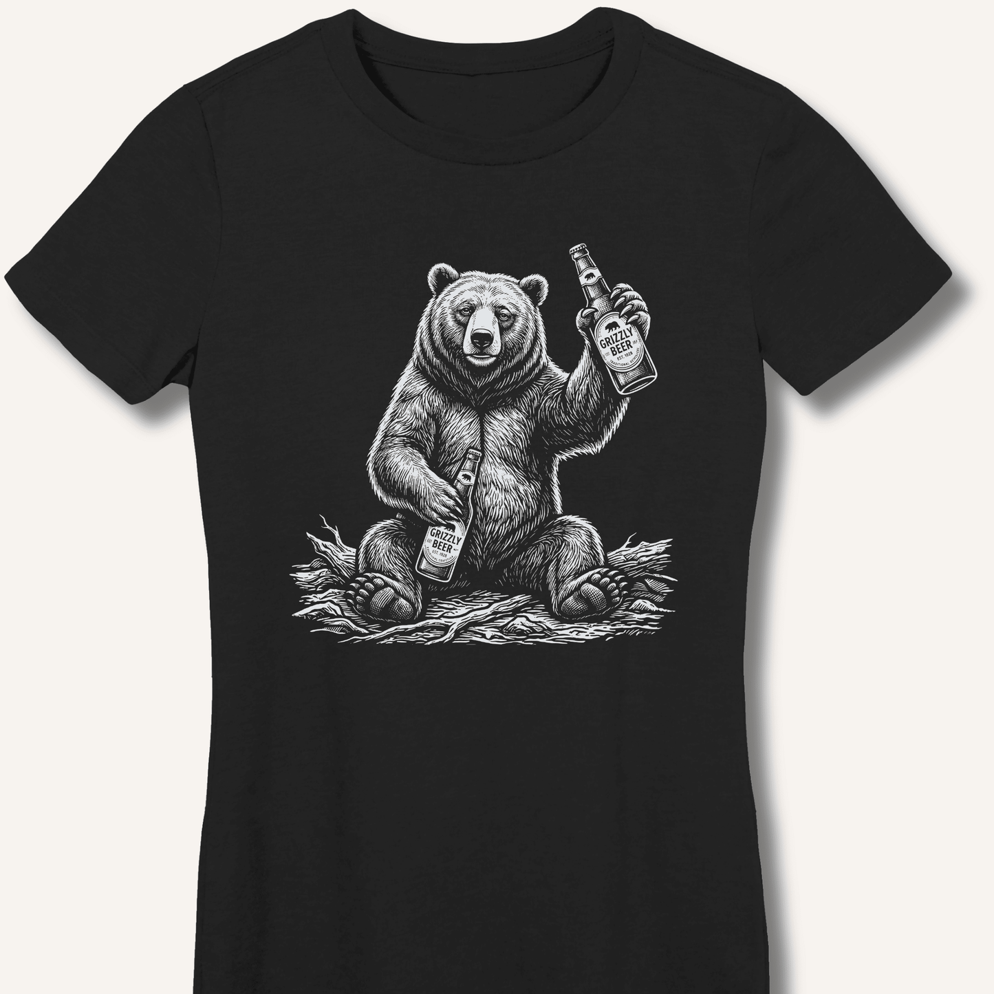 Grizzly Beer T-Shirt Fitted T-Shirt - Sip & Shirt
