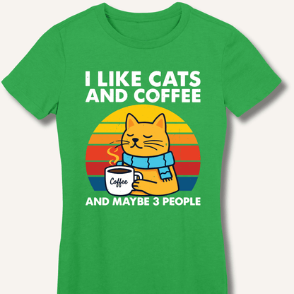 I Like Cats and Coffee Fitted T-Shirt - Sip & Shirt