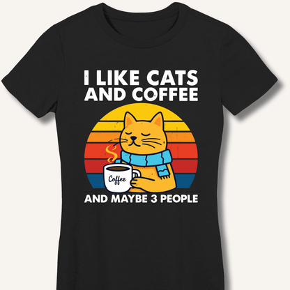 I Like Cats and Coffee Fitted T-Shirt - Sip & Shirt