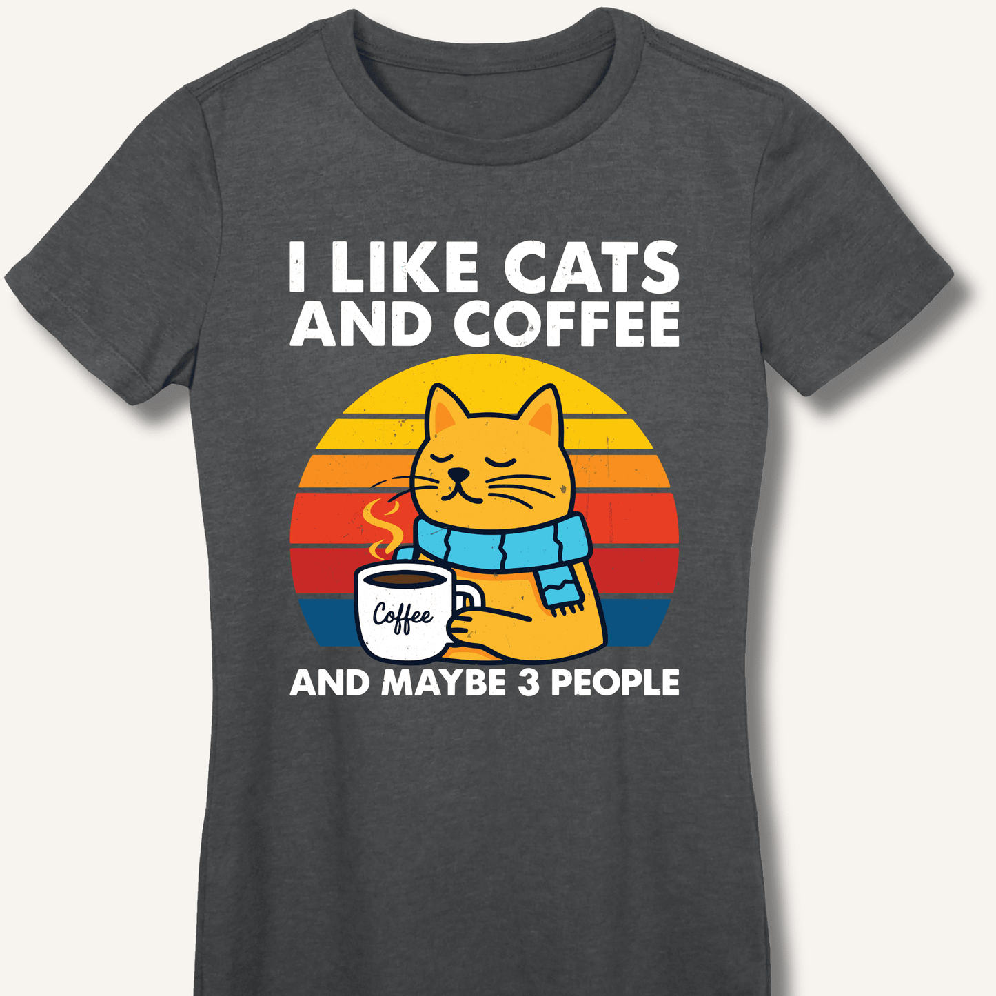 I Like Cats and Coffee Fitted T-Shirt - Sip & Shirt