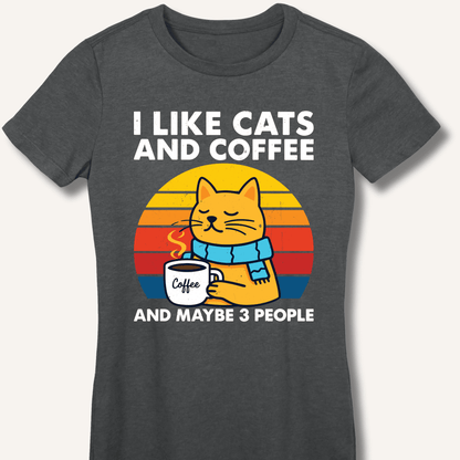 I Like Cats and Coffee Fitted T-Shirt - Sip & Shirt