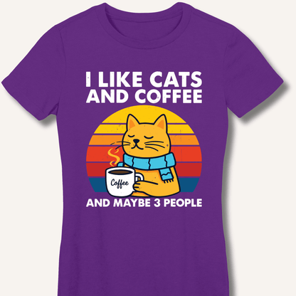 I Like Cats and Coffee Fitted T-Shirt - Sip & Shirt
