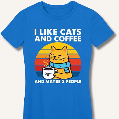 I Like Cats and Coffee Fitted T-Shirt - Sip & Shirt